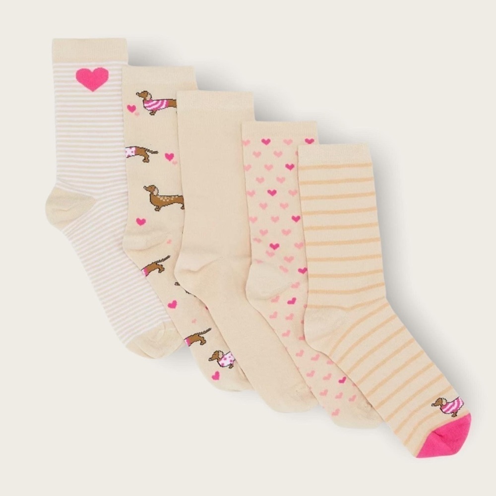 - - Sausage dog socks dachshund one size new gift pattern novelty Daxie pattern - Picture 1 of 5
